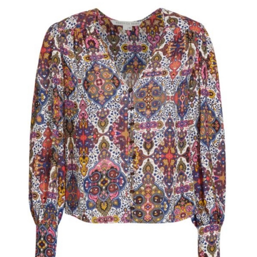 Veronica Beard Sura Multicolor Patterned Blouse 10 - image 7